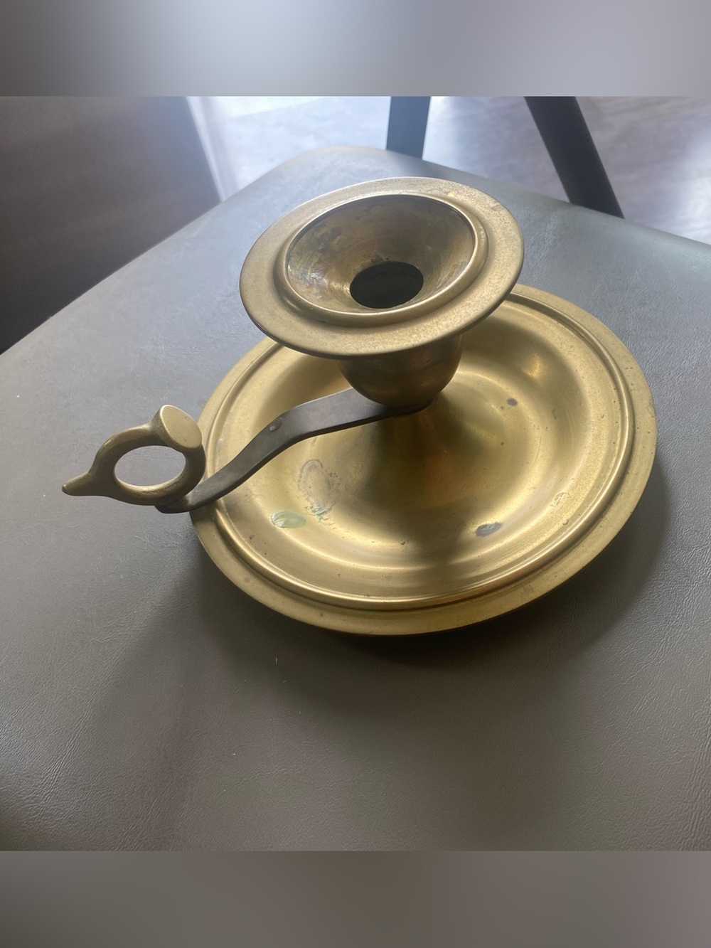 Large Vintage Brass Chamberstick Candle Holder